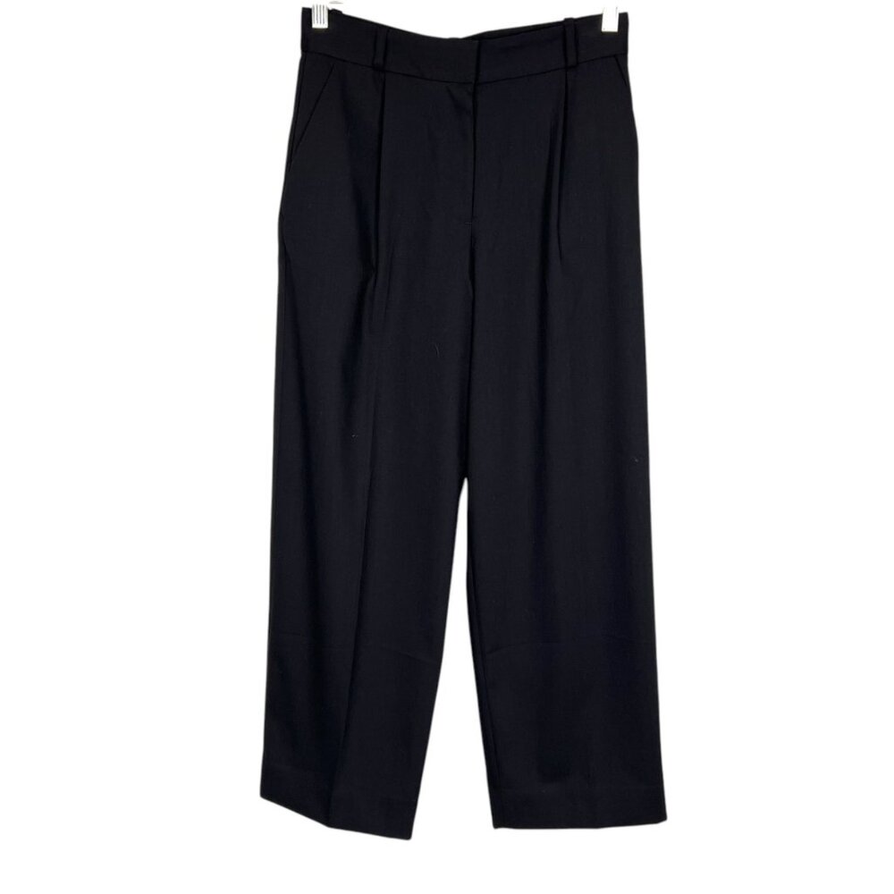 & Other Stories Paris Atelier Womens Black Trouser Pants Cropped Pleated size 6